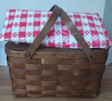 Photo of free Picnic basket and vinyl tablecloth (Mount Prospect) #1