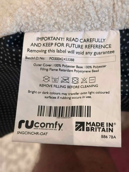 Photo of free RUcomfy beanbag - USED (Sands End SW6) #1