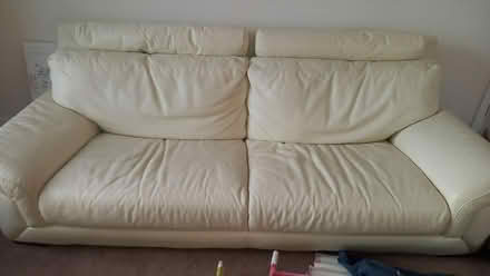 Photo of free Leather sofa good condition. (Quernmore LA2) #1