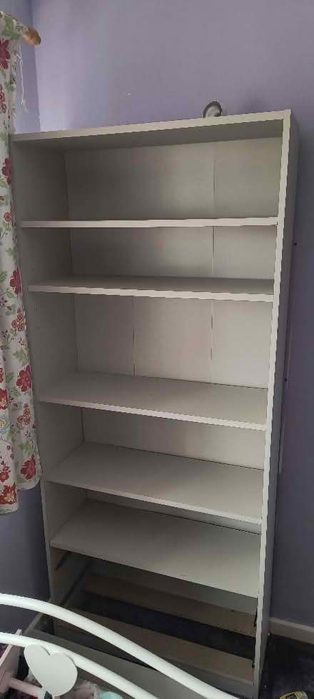Photo of free Grey shelving unit with dodgy drawers (Malvern Link WR14) #1