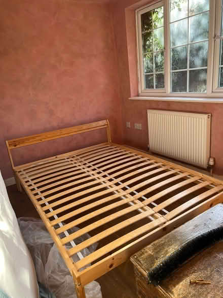 Photo of free Double bed frame, IKEA NEIDEN, pine wood (Great Waldingfield CO10) #1