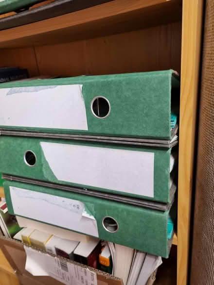 Photo of free 8 green 1 black lever arch files (Near Lowther Gardens FY8) #3