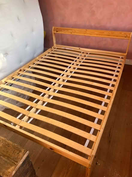 Photo of free Double bed frame, IKEA NEIDEN, pine wood (Great Waldingfield CO10) #2
