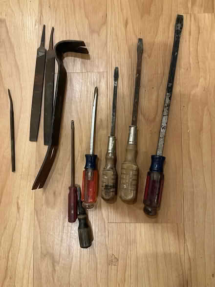 Photo of free Screw drivers, files, prybar (Arlington Center) #1