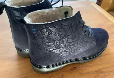 Photo of free Size 4 Dark indigo suede ankle boots (Swannington LE67) #1