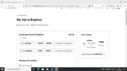 Photo of free Train Tickets Camb-Brighton (Cambridge CB4) #1
