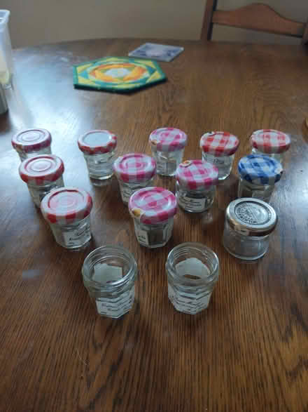 Photo of free 12 single portion lidded jam jars, 2 without lids (Kendal LA9) #1