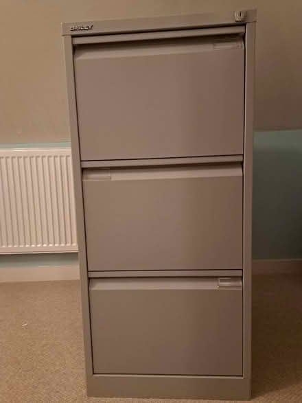 Photo of free Bisley grey three drawer filing cabinet (Bransgore BH23) #1