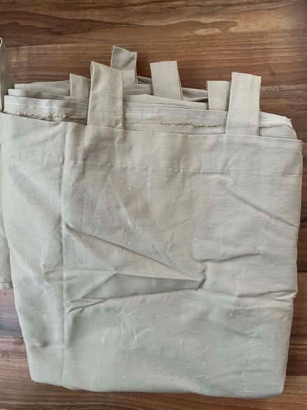 Photo of free pair of beige ikea tab top curtains plus some spare fabric (Stepney E1) #1