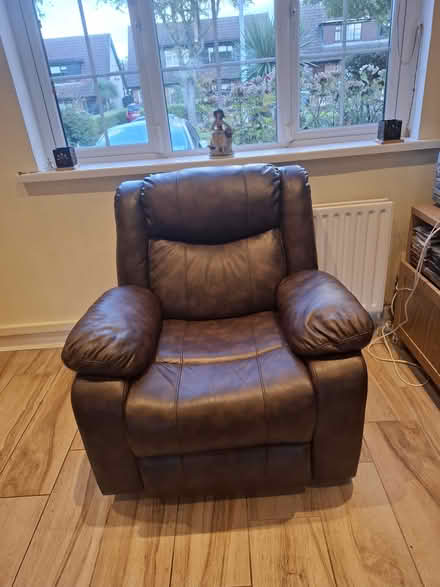 Photo of free Brown leather reclining armchair (Greenpark clondalkin) #1