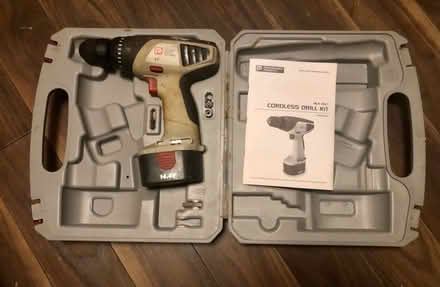 Photo of free Drill, battery, case & a few drill bits (Latchford WA4) #1