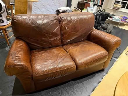 Photo of free 2 Seater Leather sofa - brown (Hersham KT12) #1