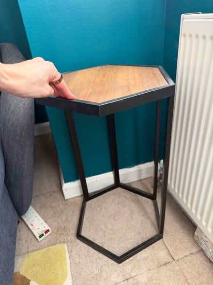 Photo of free Wood effect, metal leg, Side table (Tolworth KT6) #3