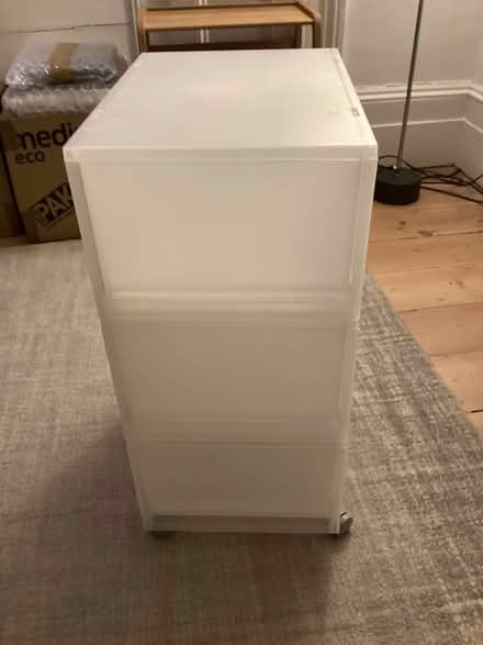 Photo of free Muji storage unit of three drawers on castors. (islington N1) #2