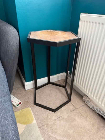 Photo of free Wood effect, metal leg, Side table (Tolworth KT6) #1