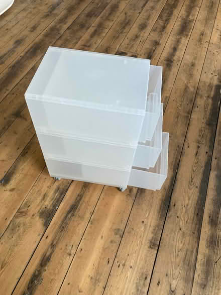 Photo of free Muji storage unit of three drawers on castors. (islington N1) #1