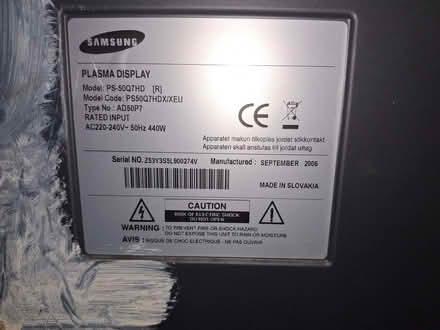 Photo of free Samsung Plasma TV (Barugh Green S75) #2