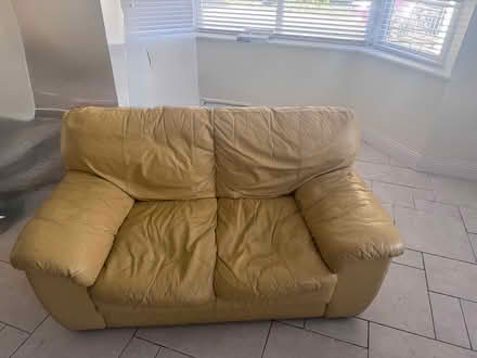 Photo of free Two yellow leather sofas (Dublin) #1