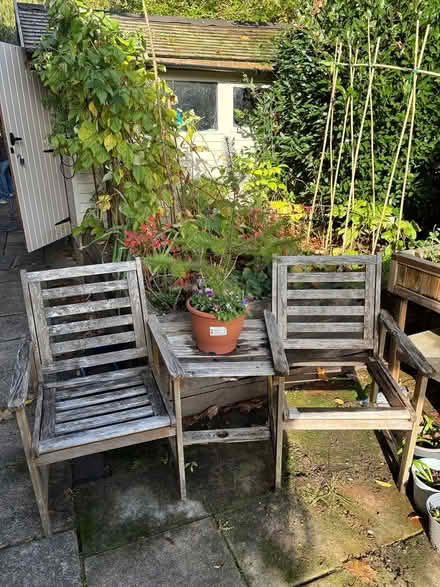Photo of free Wooden love seat (Cobham, KT11) #1