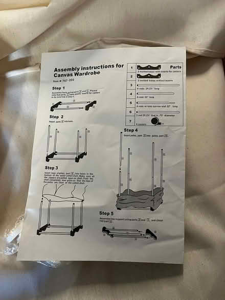 Photo of free Canvas closet parts (Ardmore 19003) #1