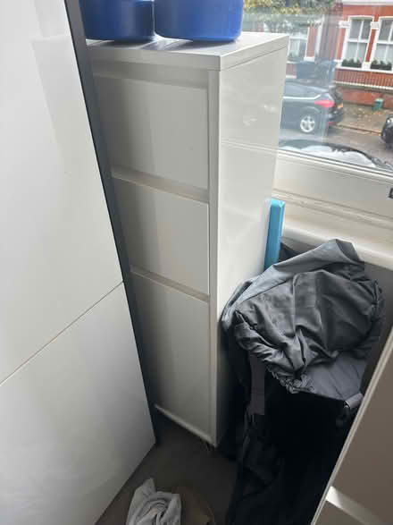 Photo of free Shoe cabinet, chest of drawers and bed cabinet white (Emlyn Gardens W4) #2