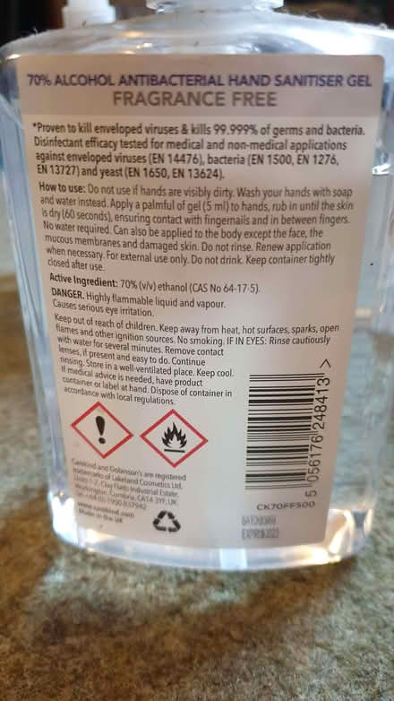 Photo of free Anti Bacterial Hand sanitiser 500ml x 3 (Braintree CM7) #1