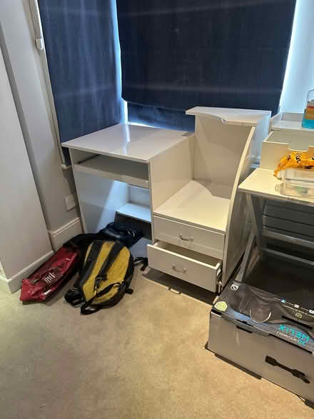 Photo of free 2 desks and chair - white wooden (Emlyn Gardens W4) #2
