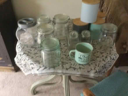 Photo of free Glass and metal kitchen containers plus metal mug (West Felton SY11) #1