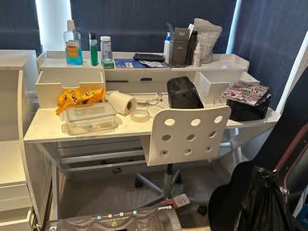 Photo of free 2 desks and chair - white wooden (Emlyn Gardens W4) #1