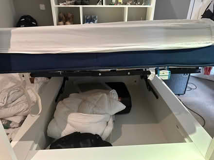 Photo of free White wooden ottoman bed (Emlyn Gardens W4) #2