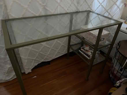 Photo of free Brass and glass desk/console table (Throggs neck/Pelham area Bronx) #1
