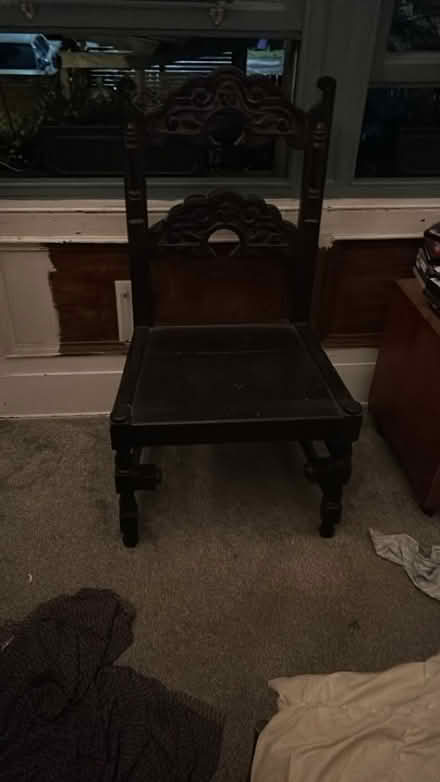 Photo of free Old brown wooden chair a little throne esk (Shawlands G41) #1