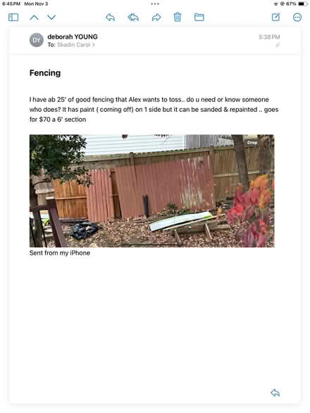 Photo of free Wood privacy fencing sections (Allen Pond area of Bowie) #1