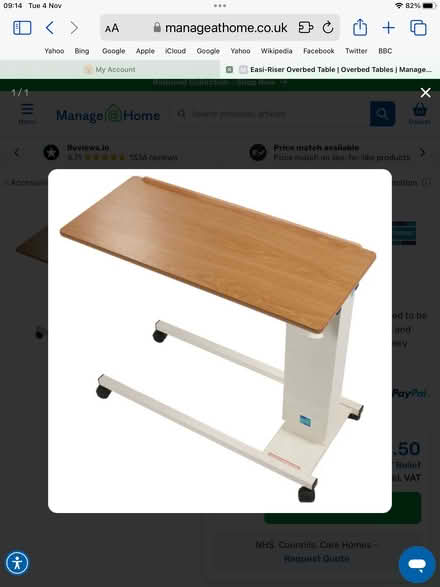 Photo of Over bed table (Cromford DE4) #1