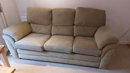 Photo of free Sofa 3 seater green chenille. (Newent GL18) #1