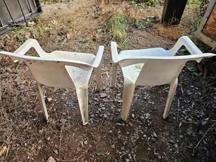 Photo of free 2 white plastic chairs (Mortimers Cross HR6) #1