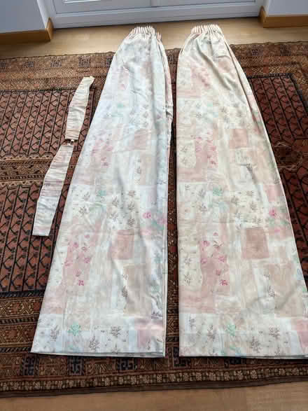 Photo of free Peach floral lined curtains (Old Windsor SL4) #1