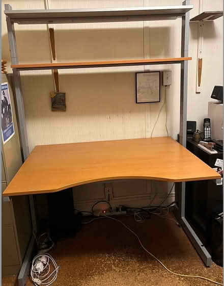 Photo of free Wood and metal desk (Great Neck) #2