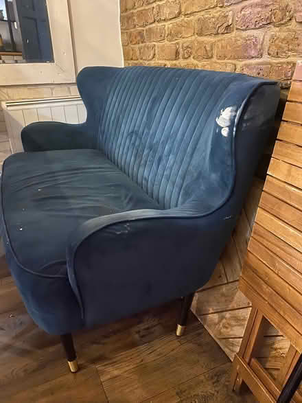 Photo of free Blue velvet sofa (221 Holloway Road N7) #3