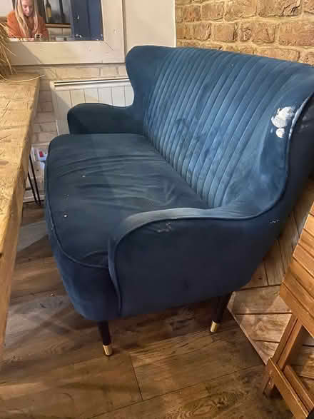 Photo of free Blue velvet sofa (221 Holloway Road N7) #4
