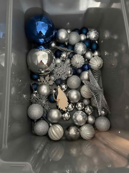 Photo of free Bundle of navy and silver baubles (ware SG12) #1