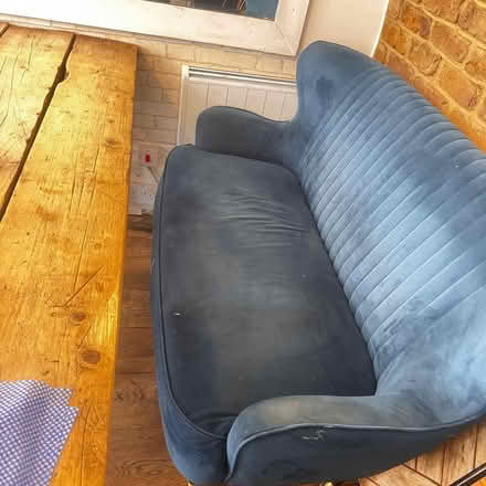 Photo of free Blue velvet sofa (221 Holloway Road N7) #1