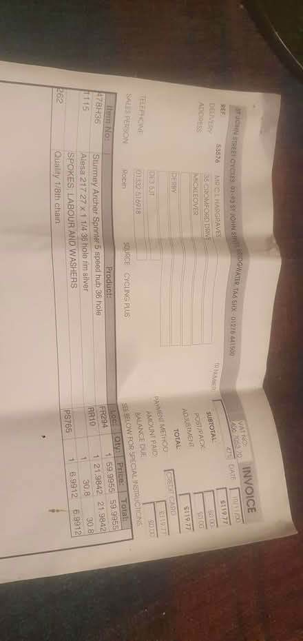 Photo of free Hub geared wheel (Sandbed Lane Belper DE56 0SJ) #1