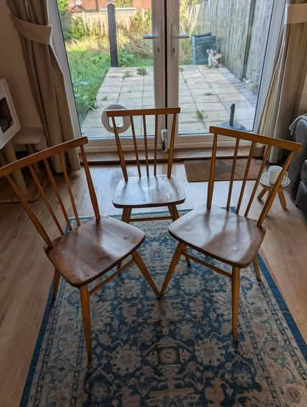 Photo of free Oak Table and 3 Ercol Chairs (Sutton Lane Ends SK11) #2