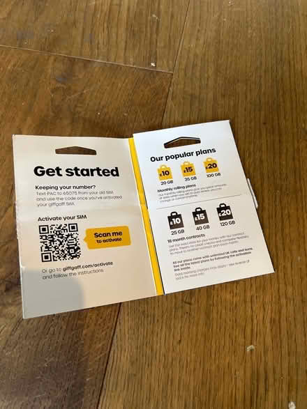 Photo of free Giff Gaff Standard Sim Card. (Southsea PO4) #2