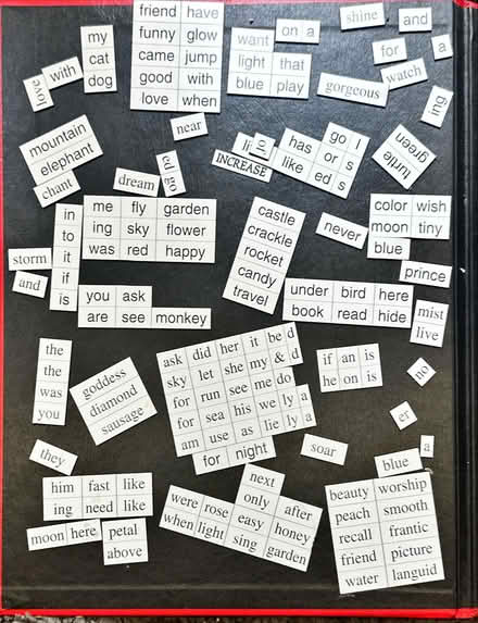 Photo of free magnetic poetry journal (Bellevue crossroads) #3