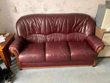 Photo of free Three seater leather sofa (Peverell, Plymouth.) #1