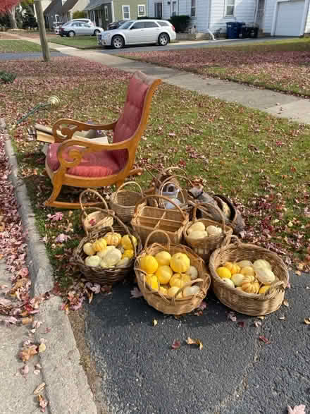 Photo of free Rocker, baskets, gourds on curb (Northlake) #1