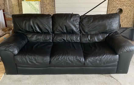 Photo of free Black Leather 3 Seater Sofa (Wickford, SS11) #3