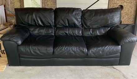 Photo of free Black Leather 3 Seater Sofa (Wickford, SS11) #1